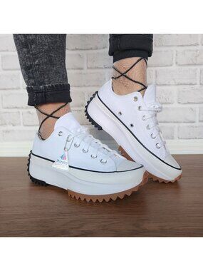 Converse Run Star Hike Canvas Platform Sz 10 Womens Shoes Sneakers White 168817C